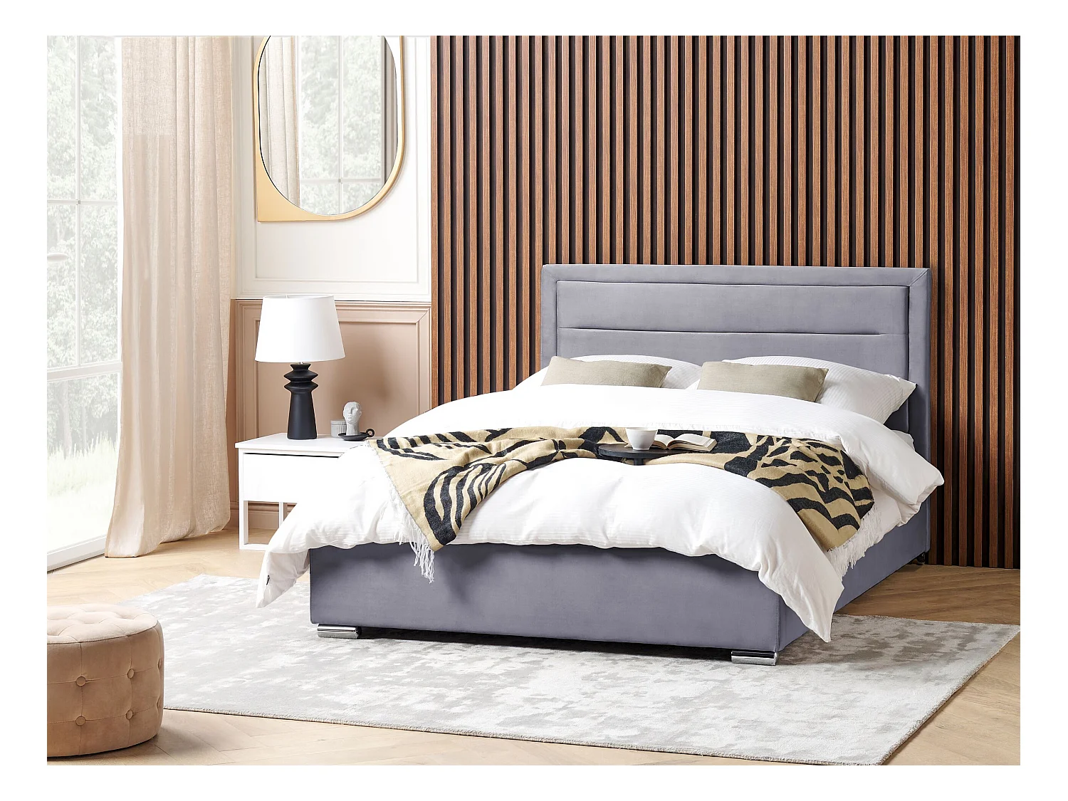 Bed met opbergruimte Fluweel ROUEN 160 x 200 cm Donkergrijs