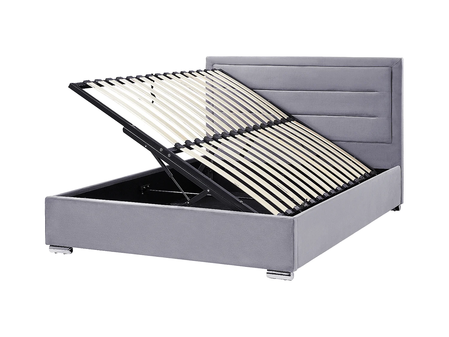 Lit ottoman Velours ROUEN 160 x 200 cm Gris foncé