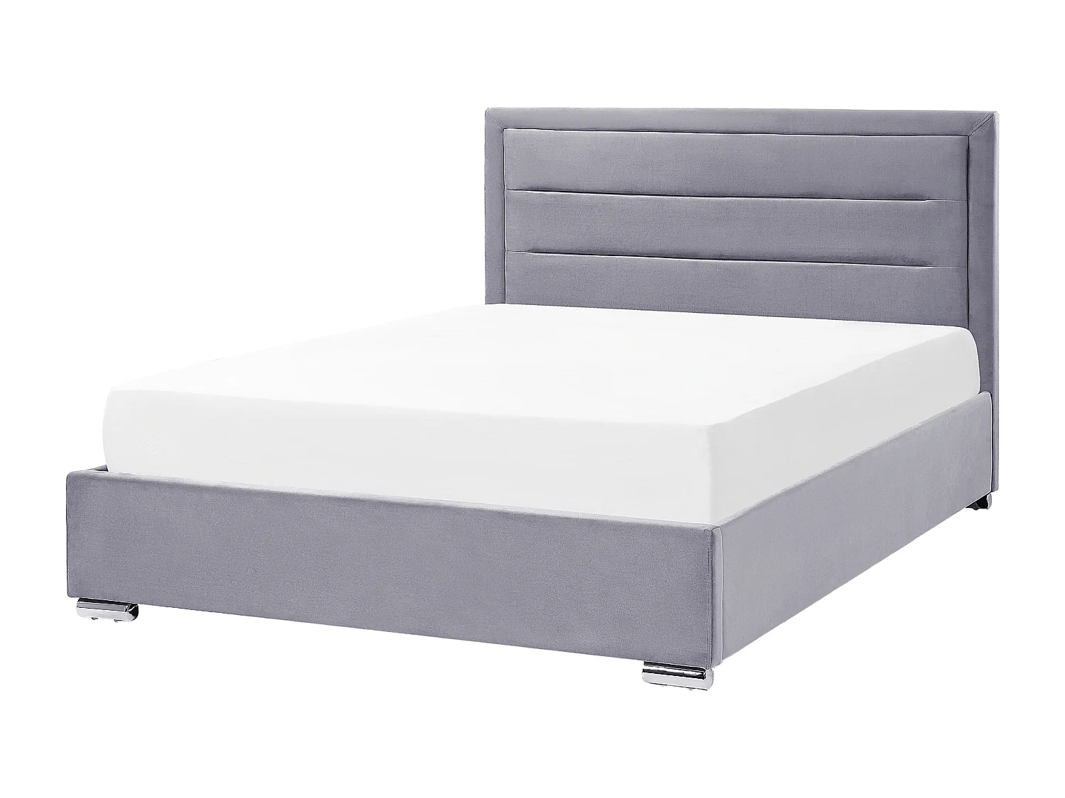 Polsterbett Samtstoff grau 160 x 200 cm mit Stauraum moderner Stil Rouen