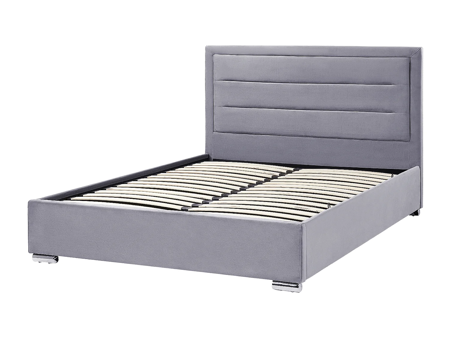 Polsterbett Samtstoff grau 160 x 200 cm mit Stauraum moderner Stil Rouen