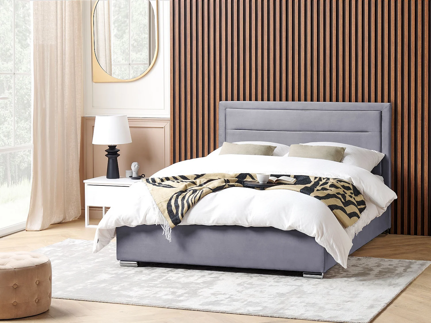 Letto contenitore Velluto ROUEN 160 x 200 cm Grigio scuro