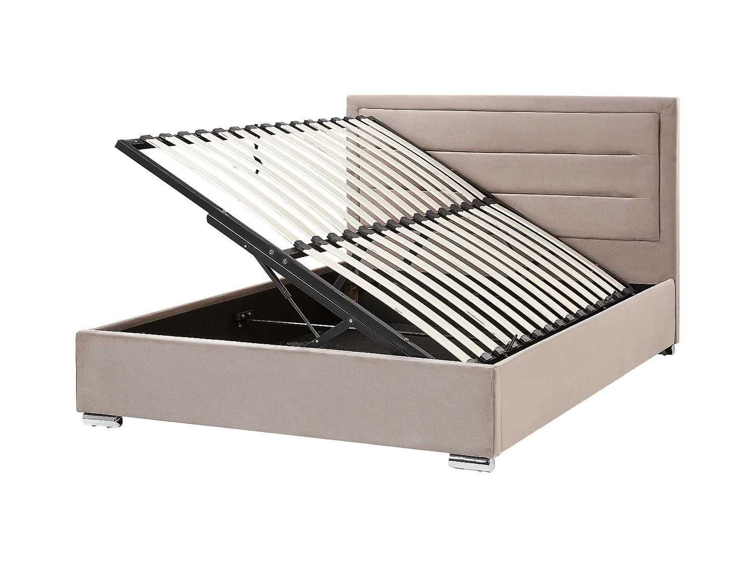 Lit ottoman Velours ROUEN 160 x 200 cm Taupe