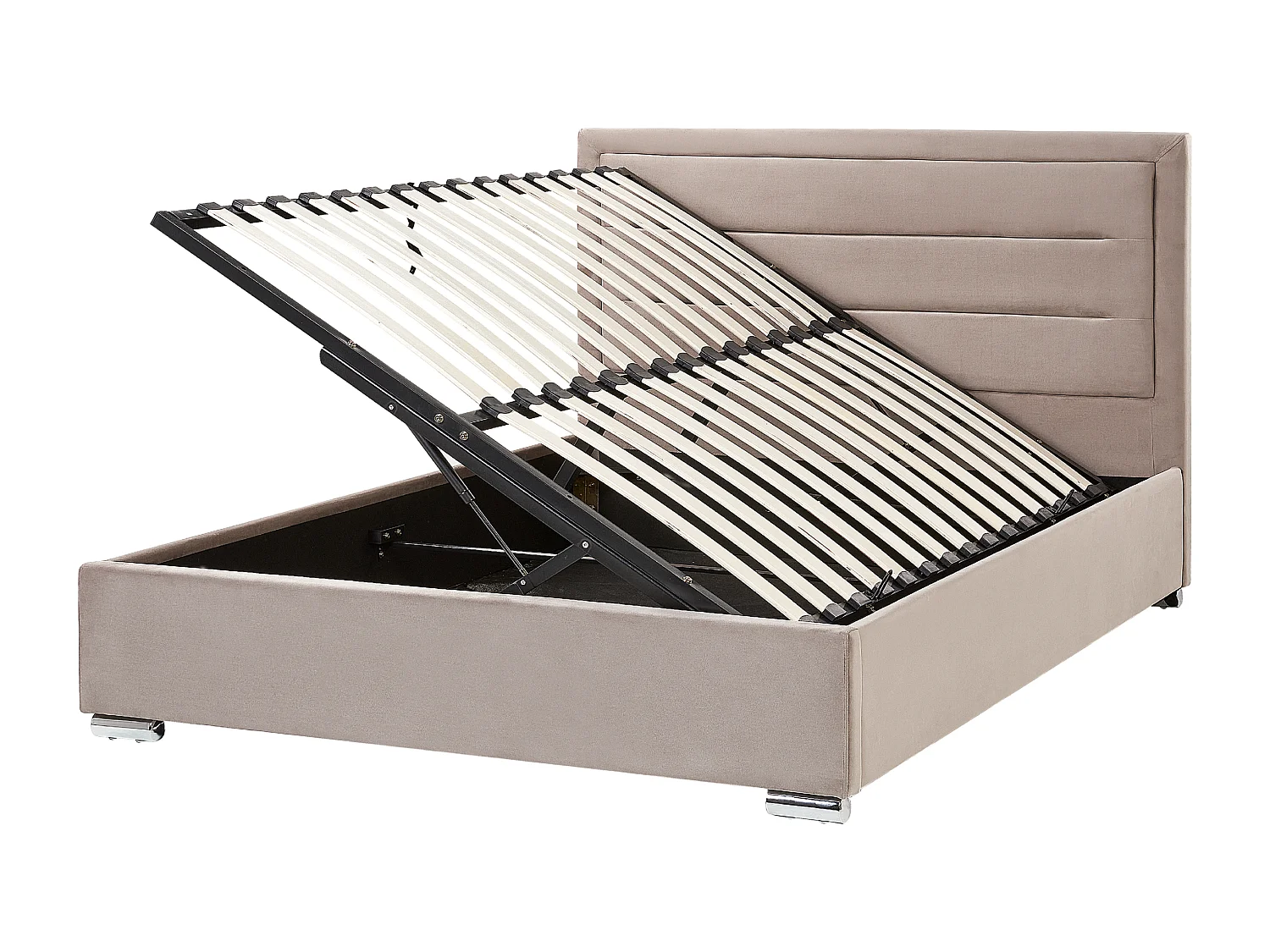 Bett mit Stauraum Samtstoff ROUEN 160 x 200 cm Taupe