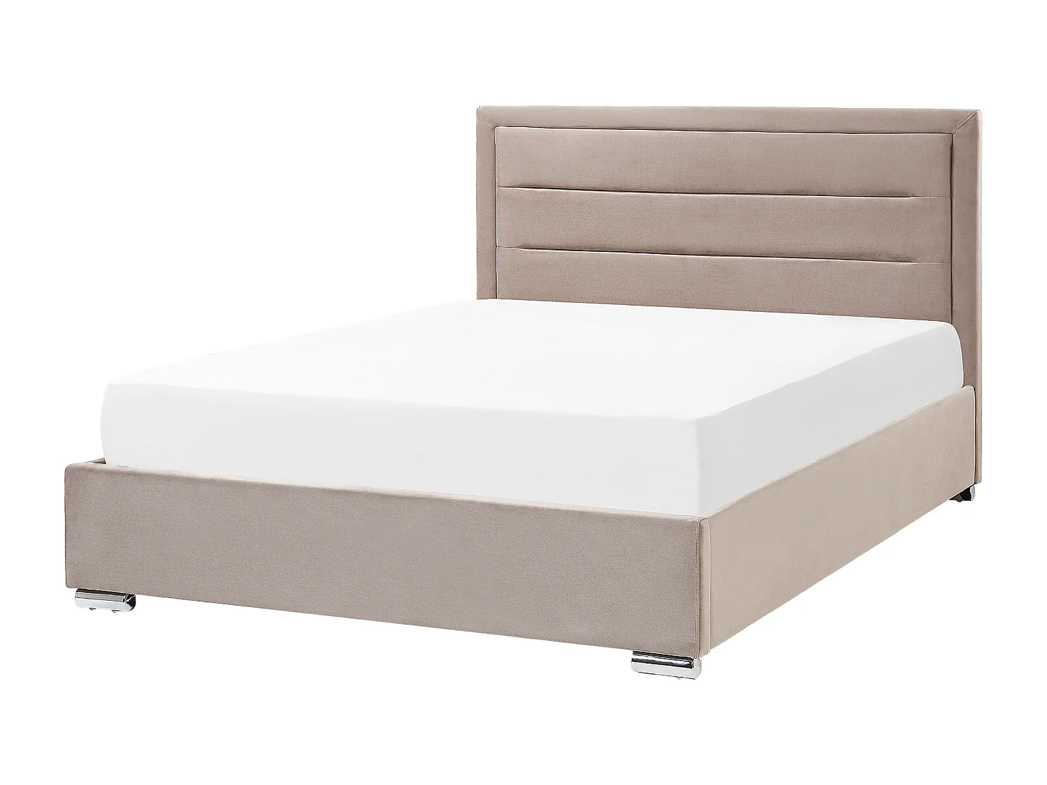 Bett mit Stauraum Samtstoff ROUEN 160 x 200 cm Taupe