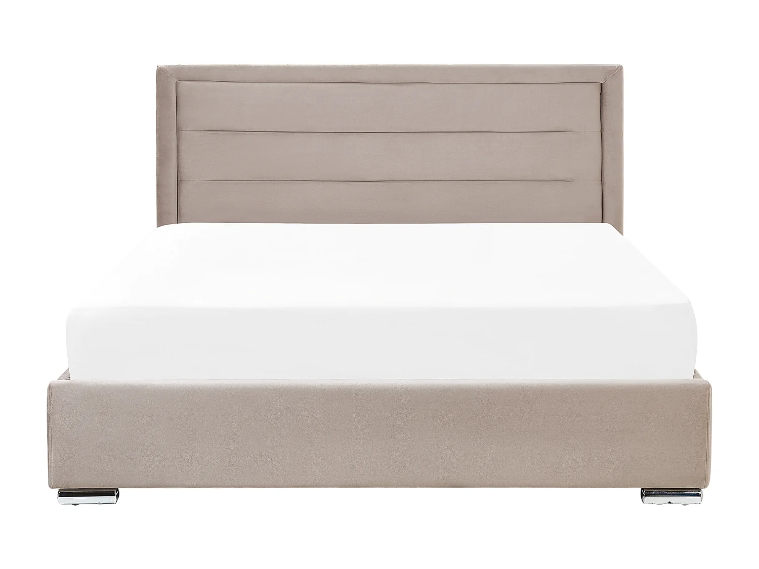 Bett mit Stauraum Samtstoff ROUEN 160 x 200 cm Taupe