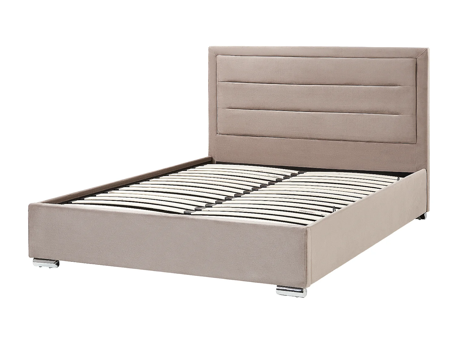 Bett mit Stauraum Samtstoff ROUEN 160 x 200 cm Taupe