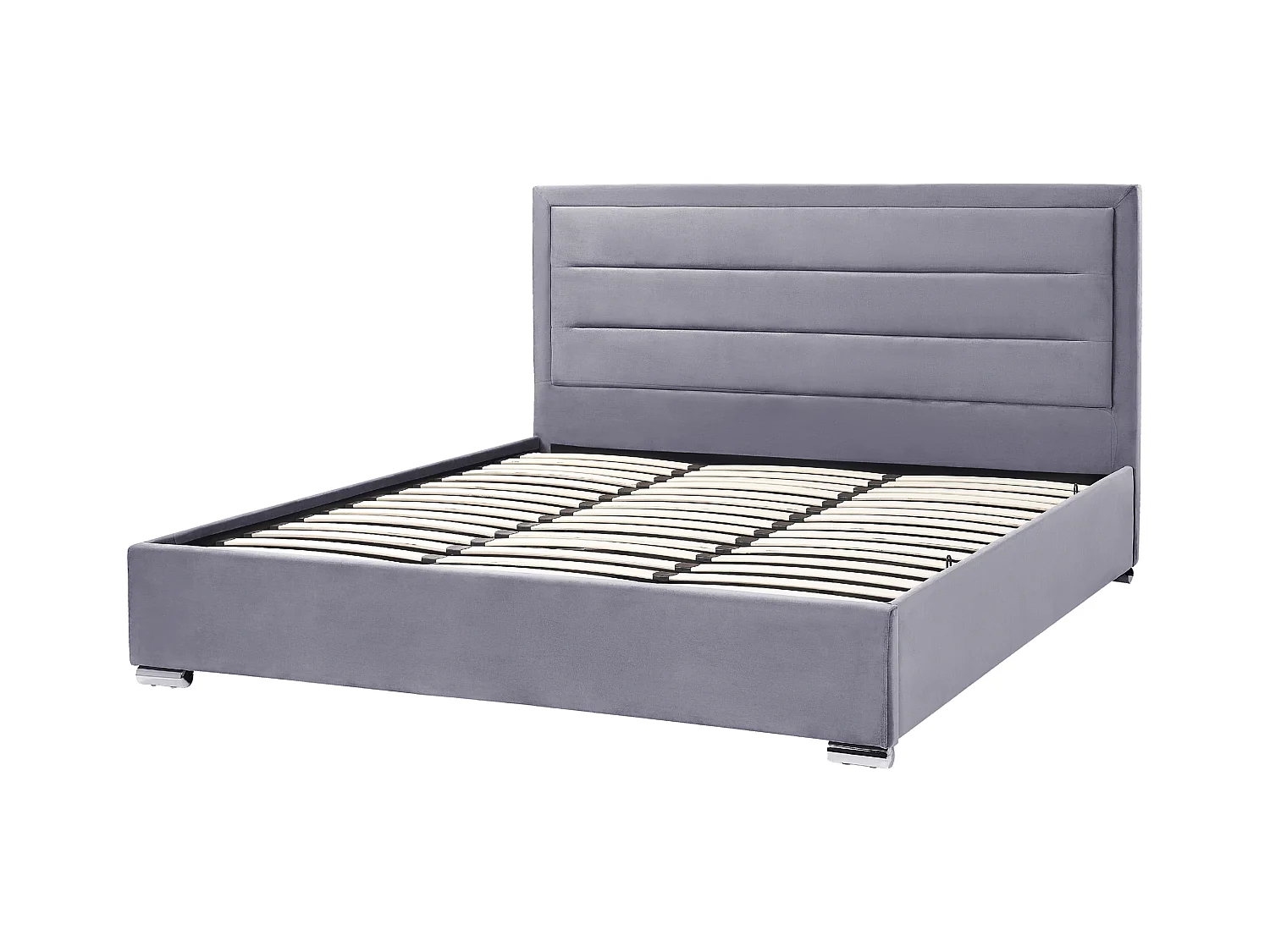 Polsterbett Samtstoff grau 180 x 200 cm mit Stauraum moderner Stil Rouen