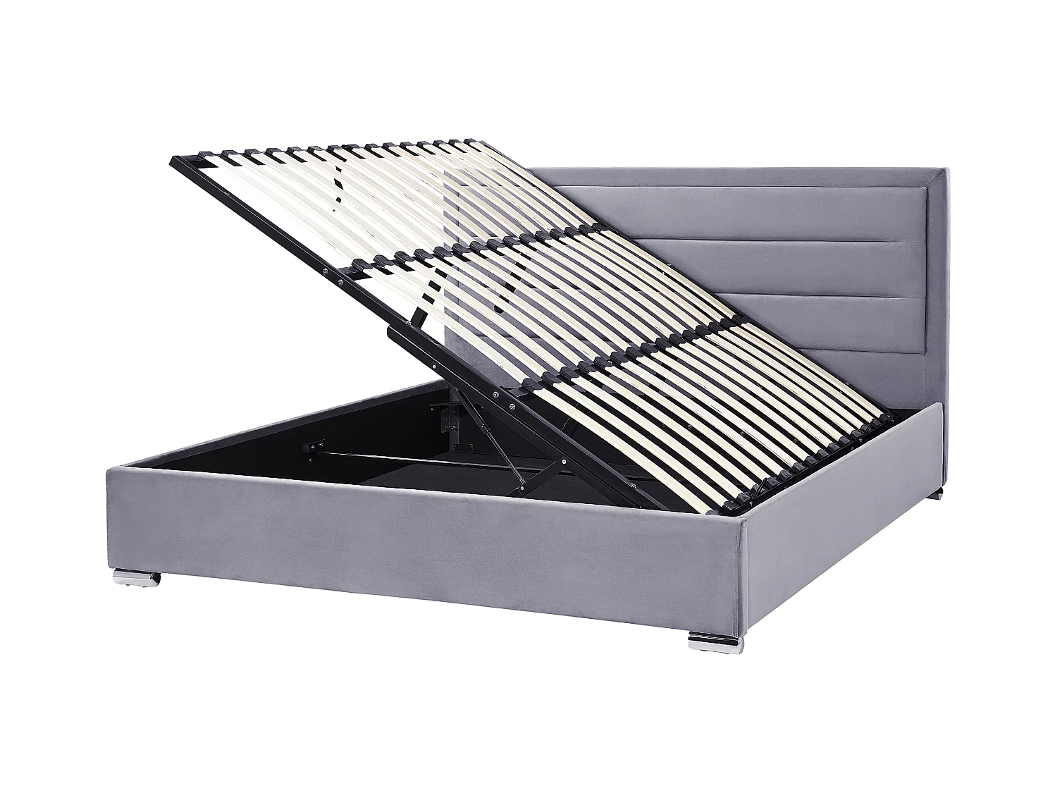 Lit ottoman Velours ROUEN 180 x 200 cm Gris foncé