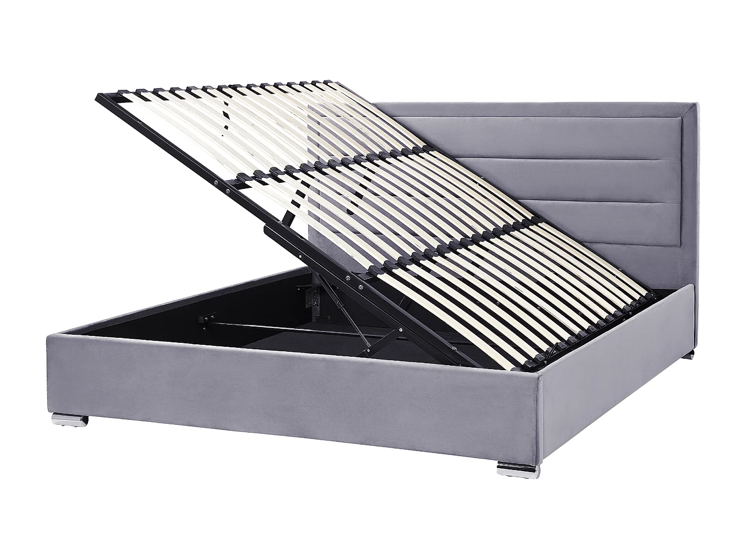 Lit ottoman Velours ROUEN 180 x 200 cm Gris foncé