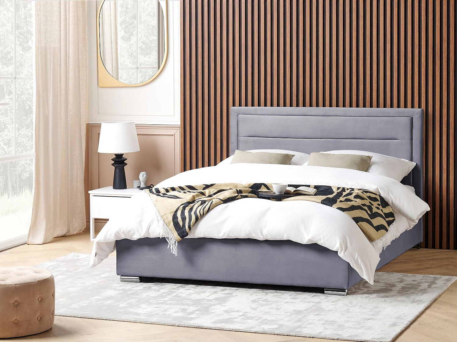 Letto contenitore Velluto ROUEN 180 x 200 cm Grigio scuro