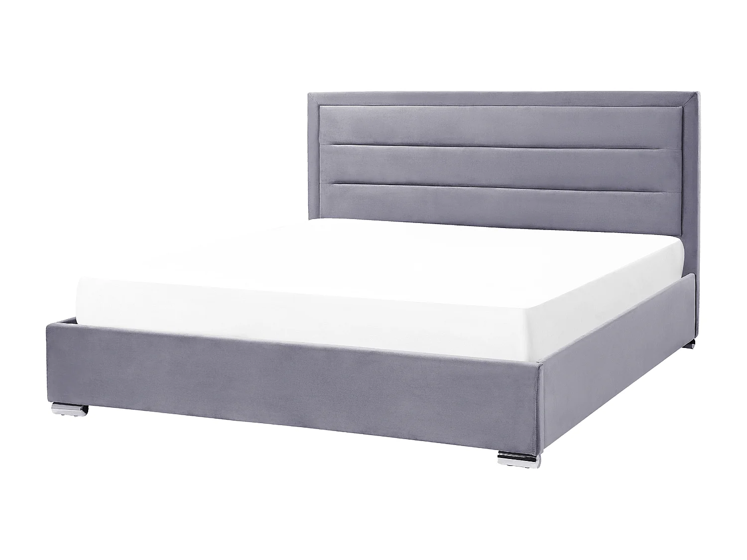 Polsterbett Samtstoff grau 180 x 200 cm mit Stauraum moderner Stil Rouen