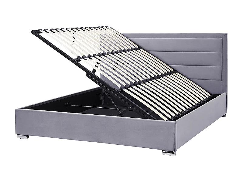 Lit ottoman Velours ROUEN 180 x 200 cm Gris foncé