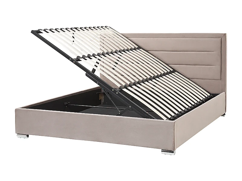 Bed met opbergruimte Fluweel ROUEN 180 x 200 cm Taupe