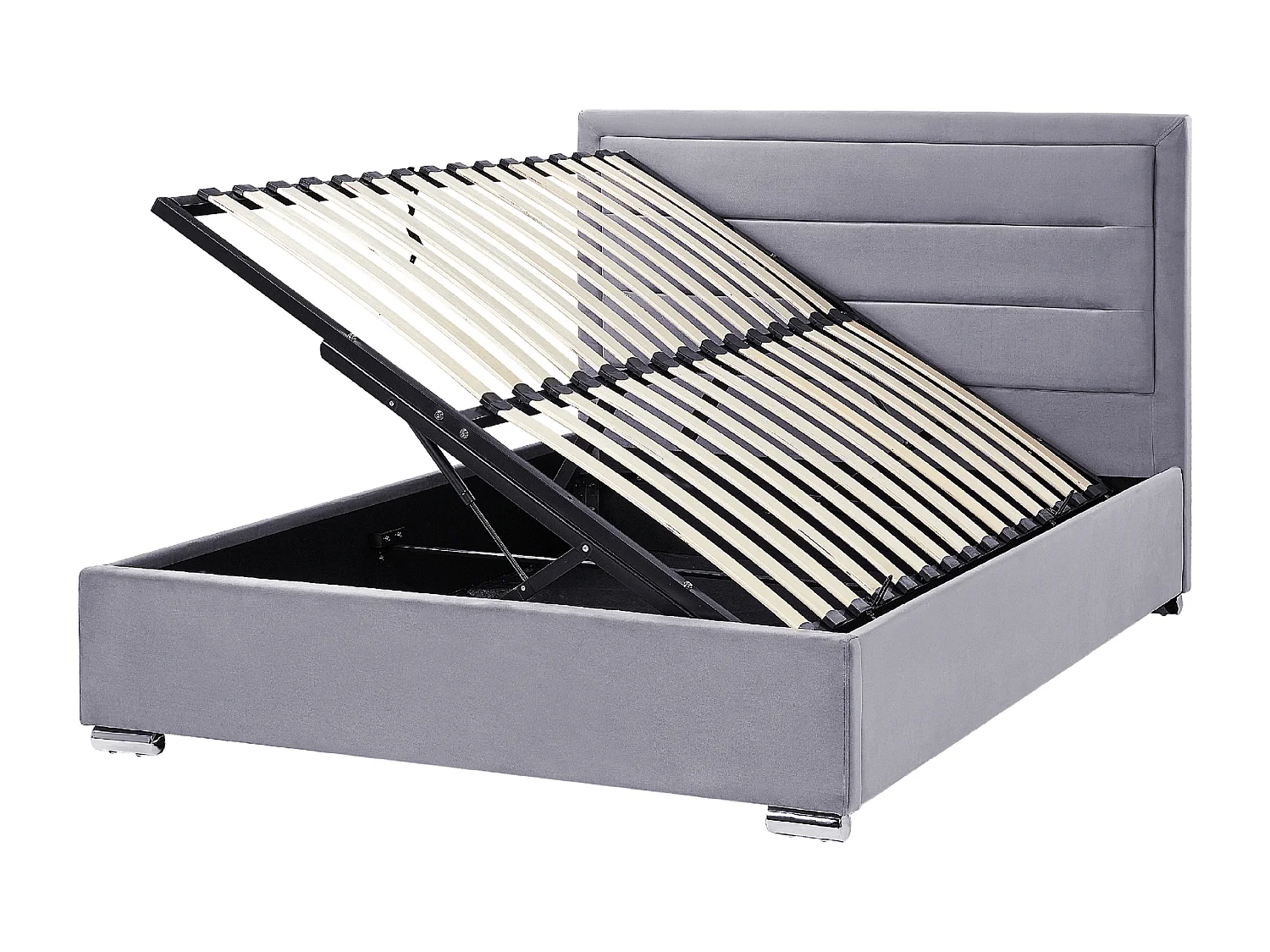 Lit ottoman Velours ROUEN 140 x 200 cm Gris foncé