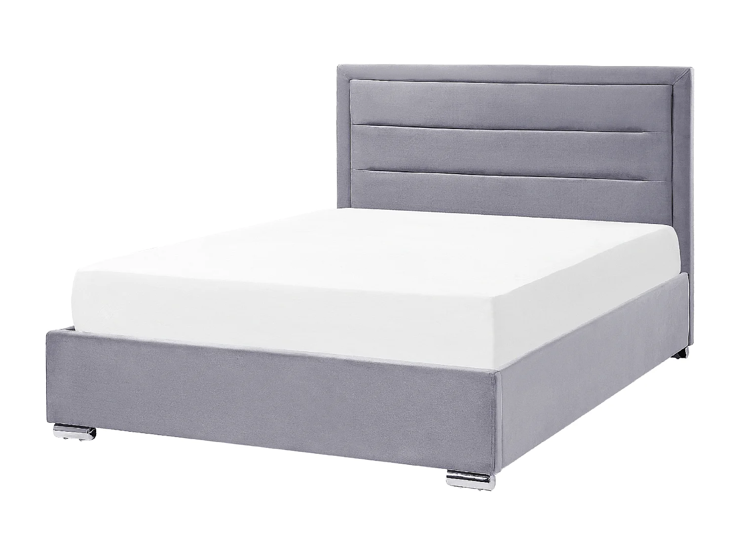 Lit ottoman Velours ROUEN 140 x 200 cm Gris foncé