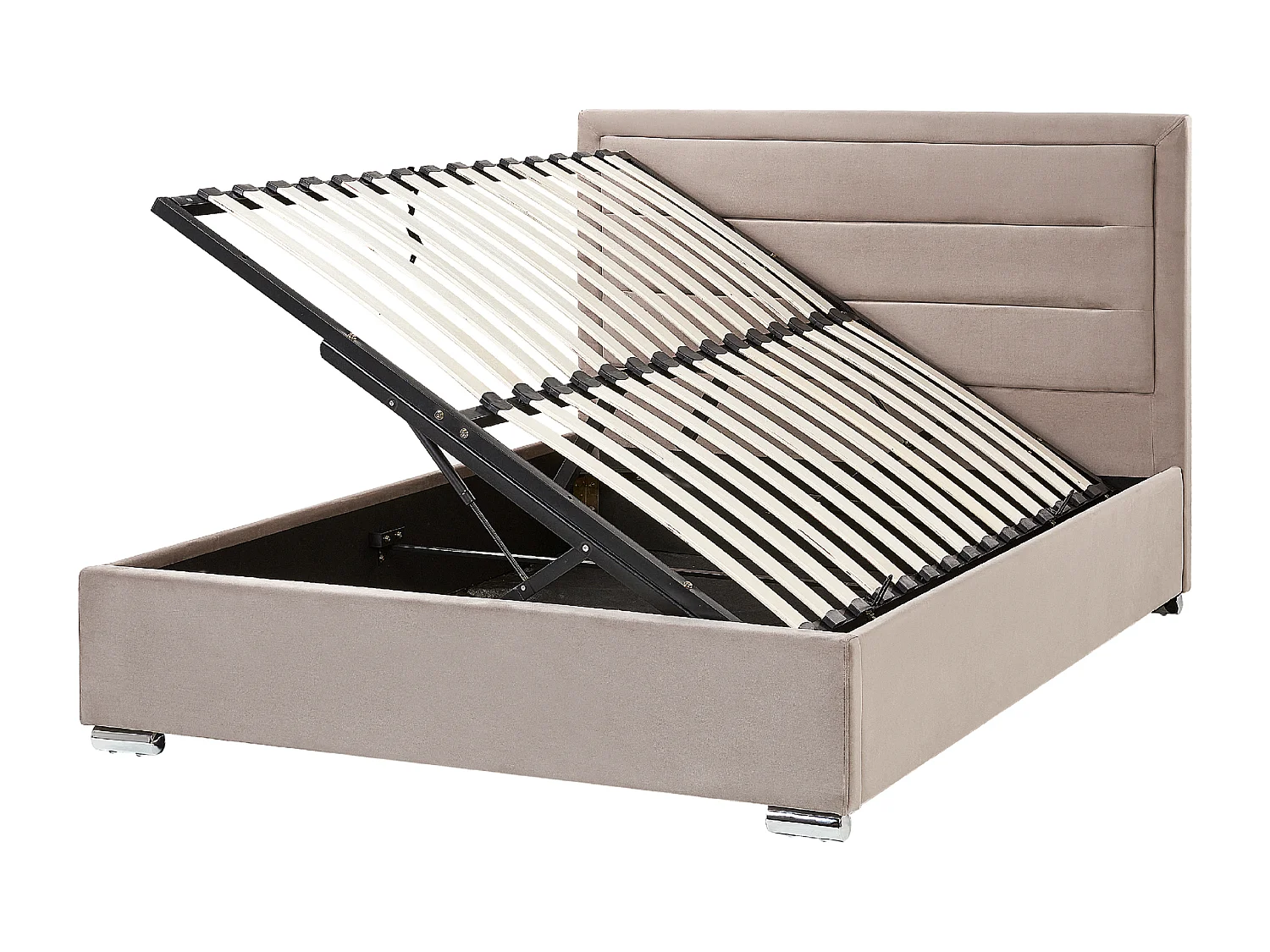 Lit ottoman Velours ROUEN 140 x 200 cm Taupe