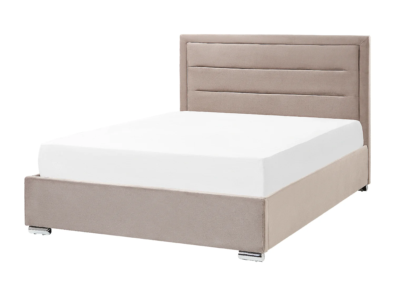 Polsterbett Samtstoff beige taupe 140 x 200 cm mit Stauraum moderner Stil Rouen