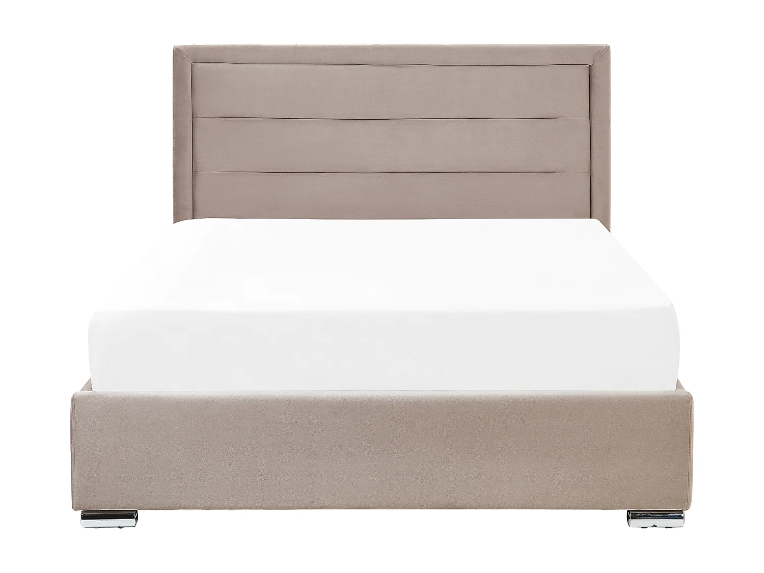 Polsterbett Samtstoff beige taupe 140 x 200 cm mit Stauraum moderner Stil Rouen