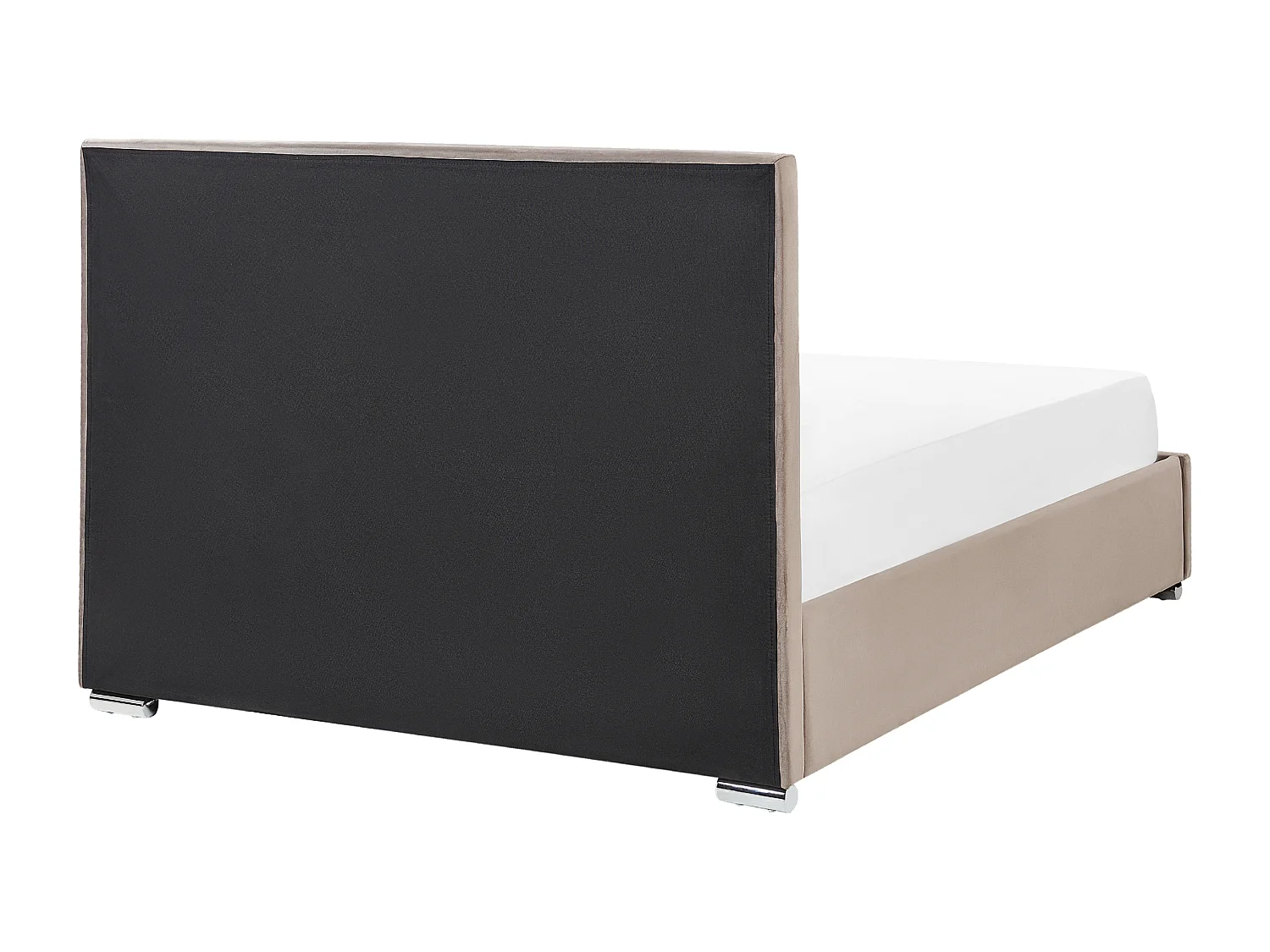 Polsterbett Samtstoff beige taupe 140 x 200 cm mit Stauraum moderner Stil Rouen