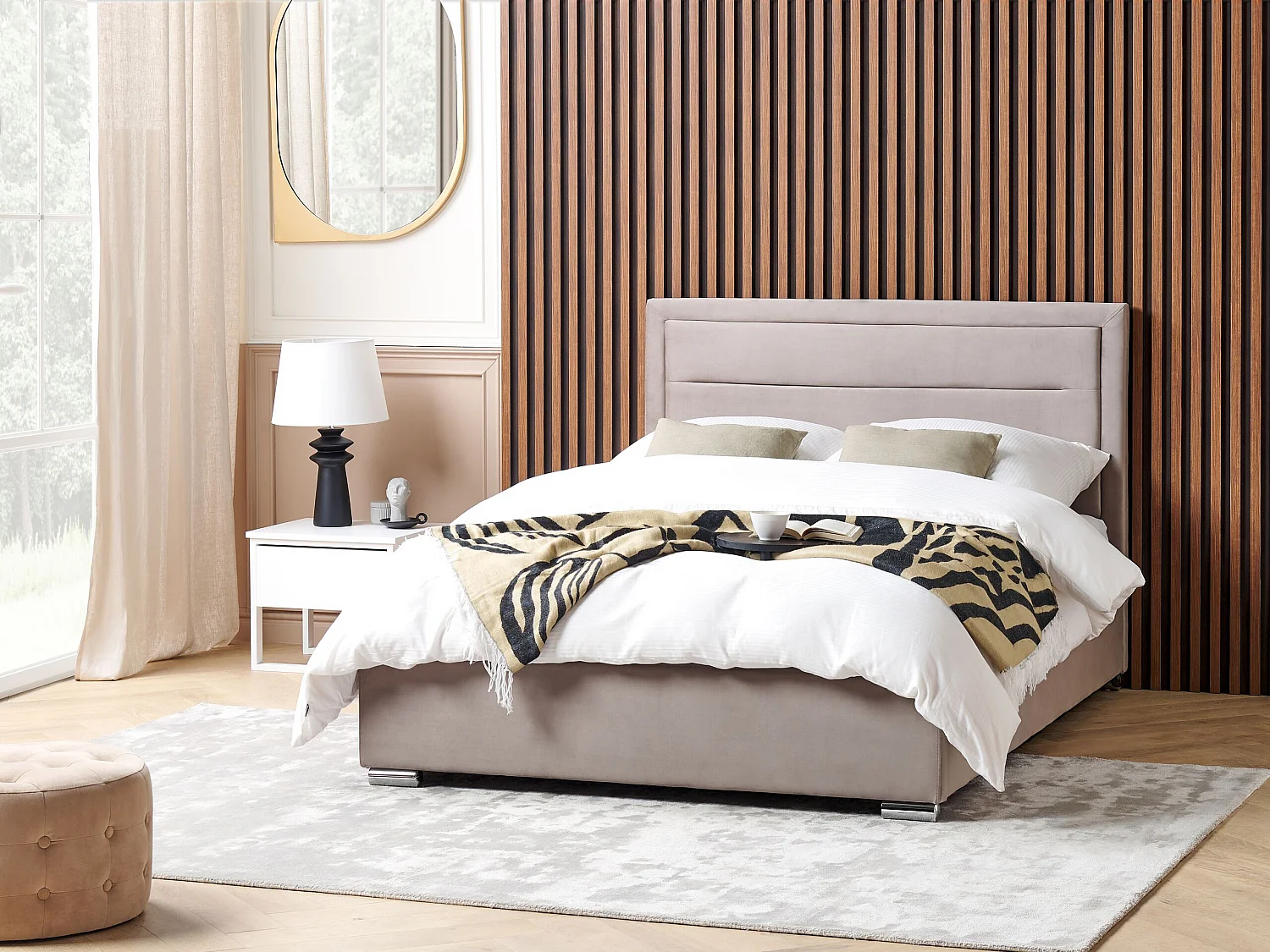 Letto contenitore Velluto ROUEN 140 x 200 cm Tortora