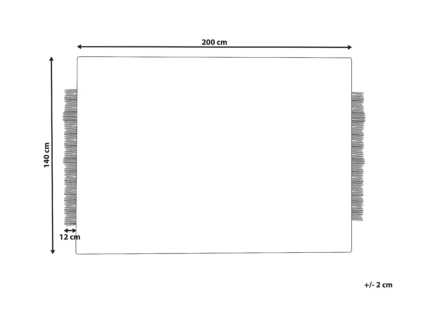 Teppich Wolle / Baumwolle beige 140 x 200 cm Fransen schwarz handgewebt Divarli