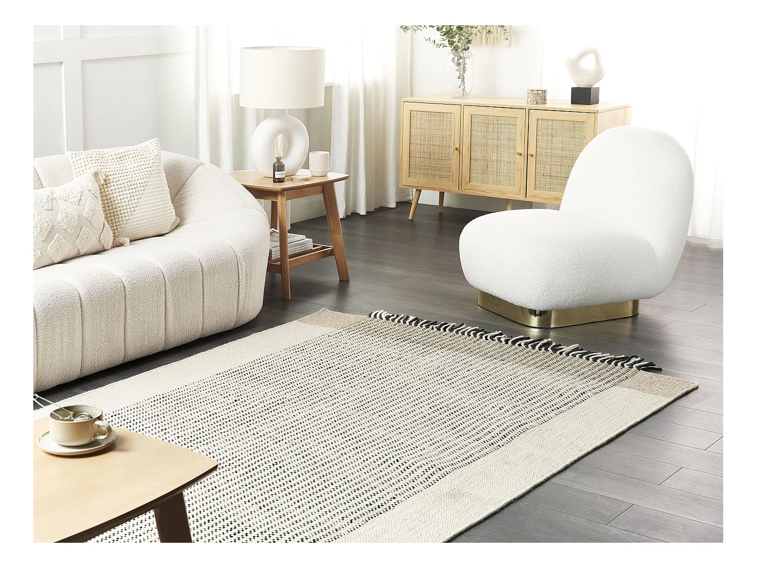 Tapis DIVARLI Beige 140 x 200 cm Laine