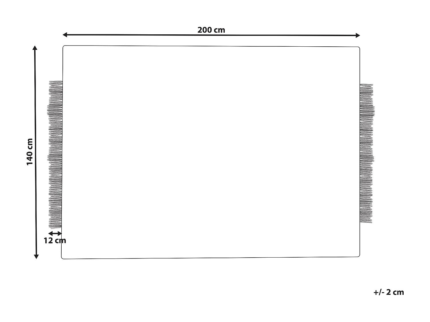 Teppich Wolle / Baumwolle beige 140 x 200 cm Fransen schwarz handgewebt Divarli