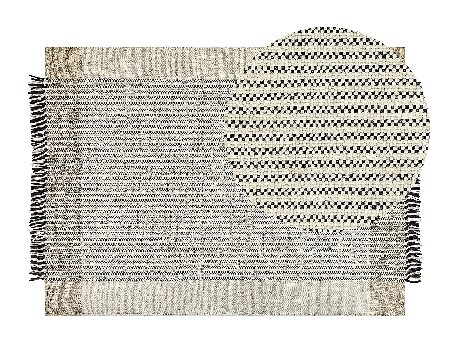 Tapete de lã creme e preta 140 x 200 cm DIVARLI