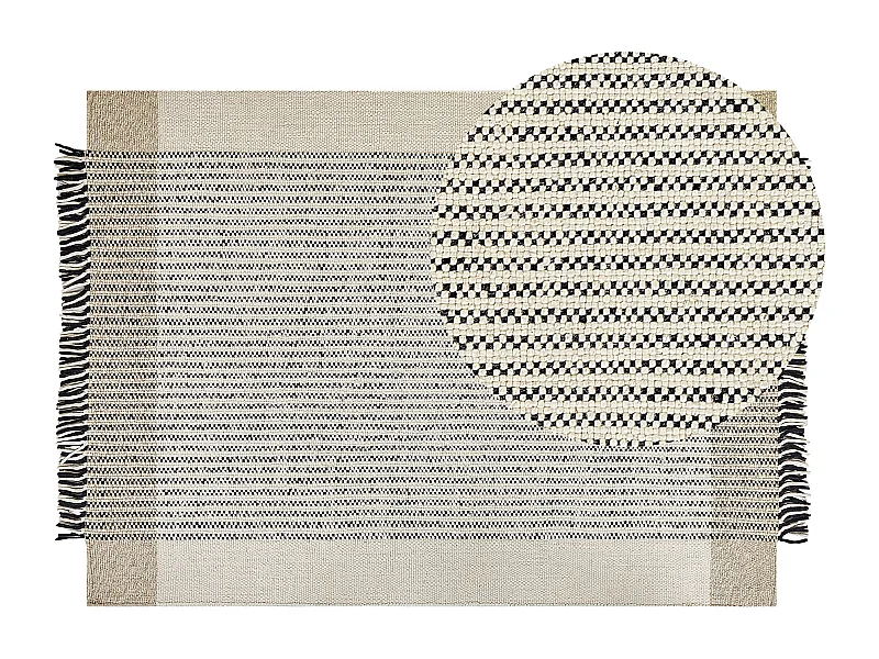 Tapete de lã creme e preta 140 x 200 cm DIVARLI