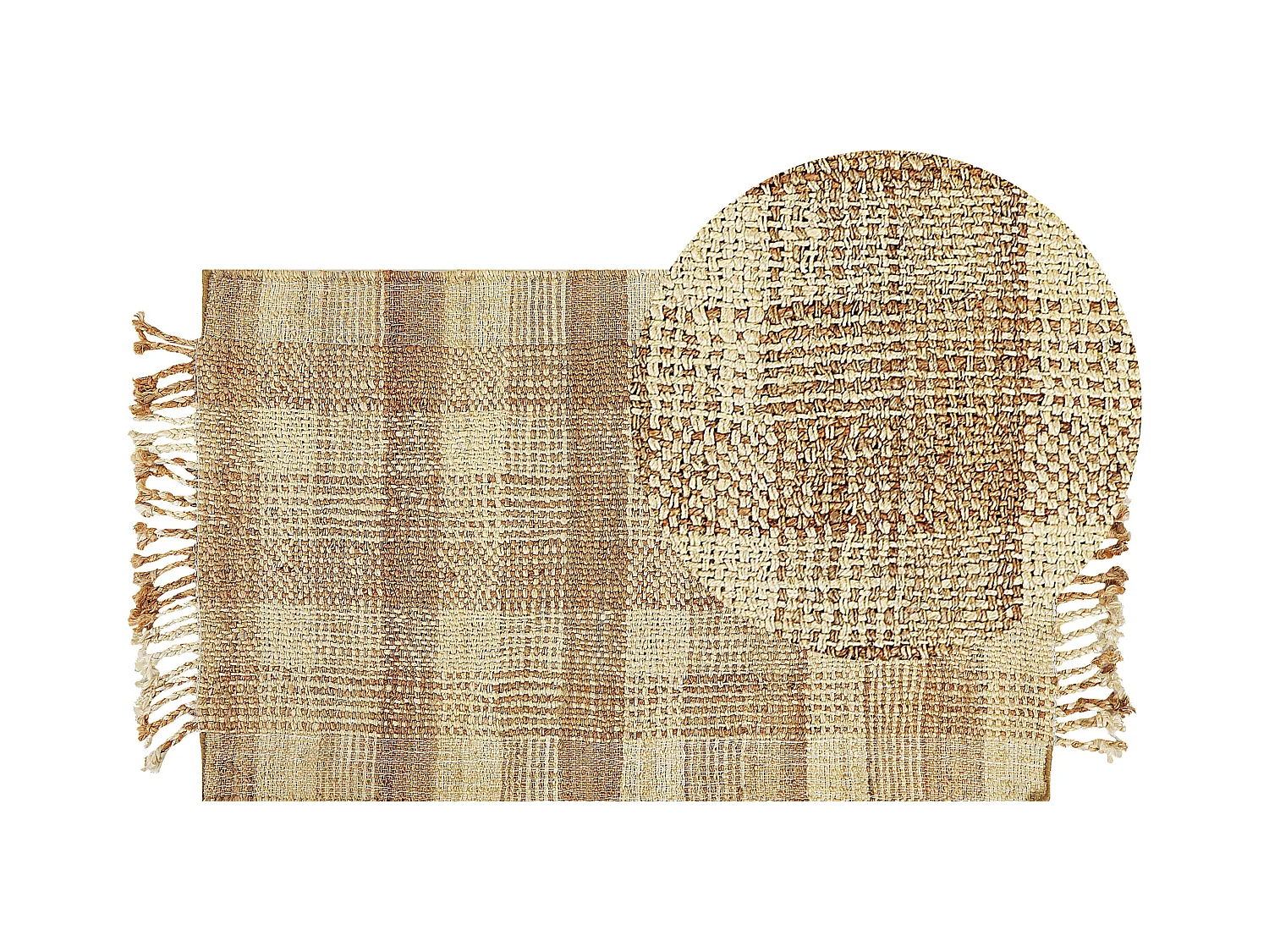 Teppich Jute natürlich beige 80 x 150 cm Fransen geometrisches Muster Berissa