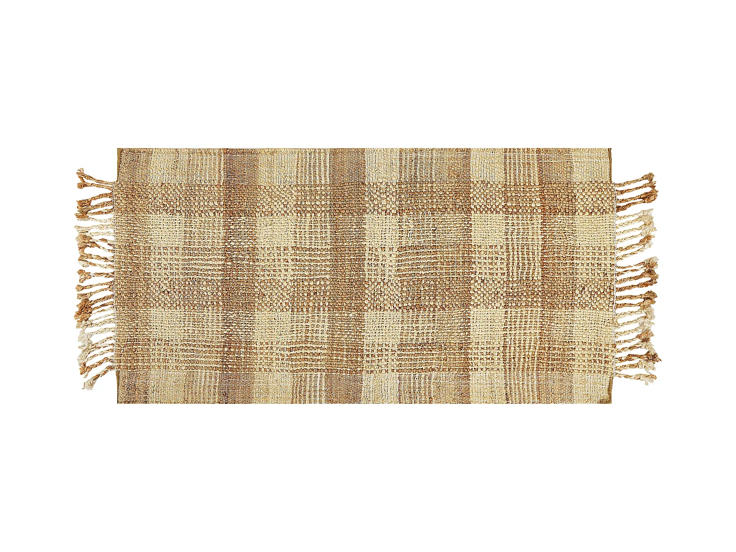 Teppich Jute natürlich beige 80 x 150 cm Fransen geometrisches Muster Berissa