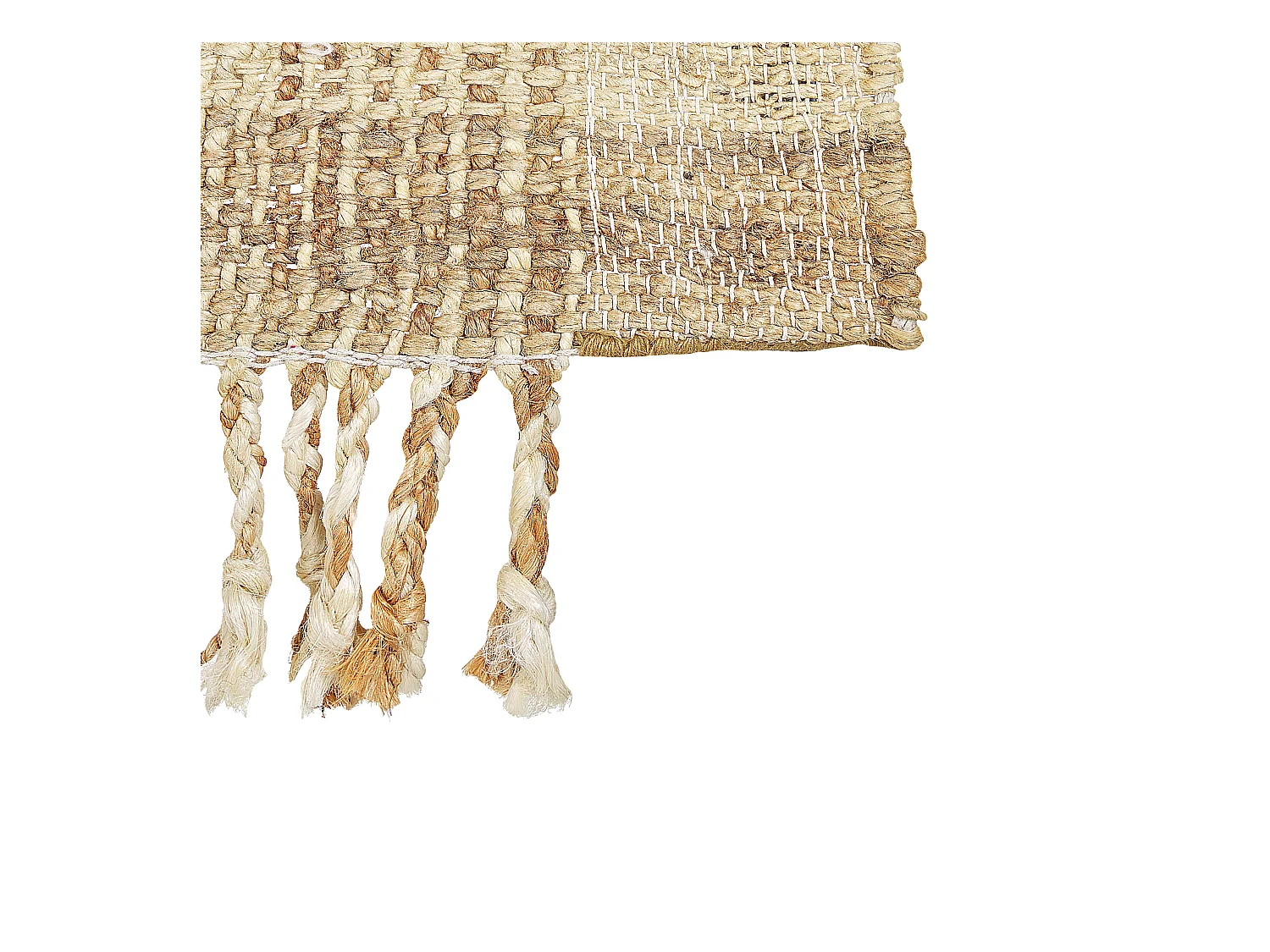 Teppich Jute natürlich beige 80 x 150 cm Fransen geometrisches Muster Berissa