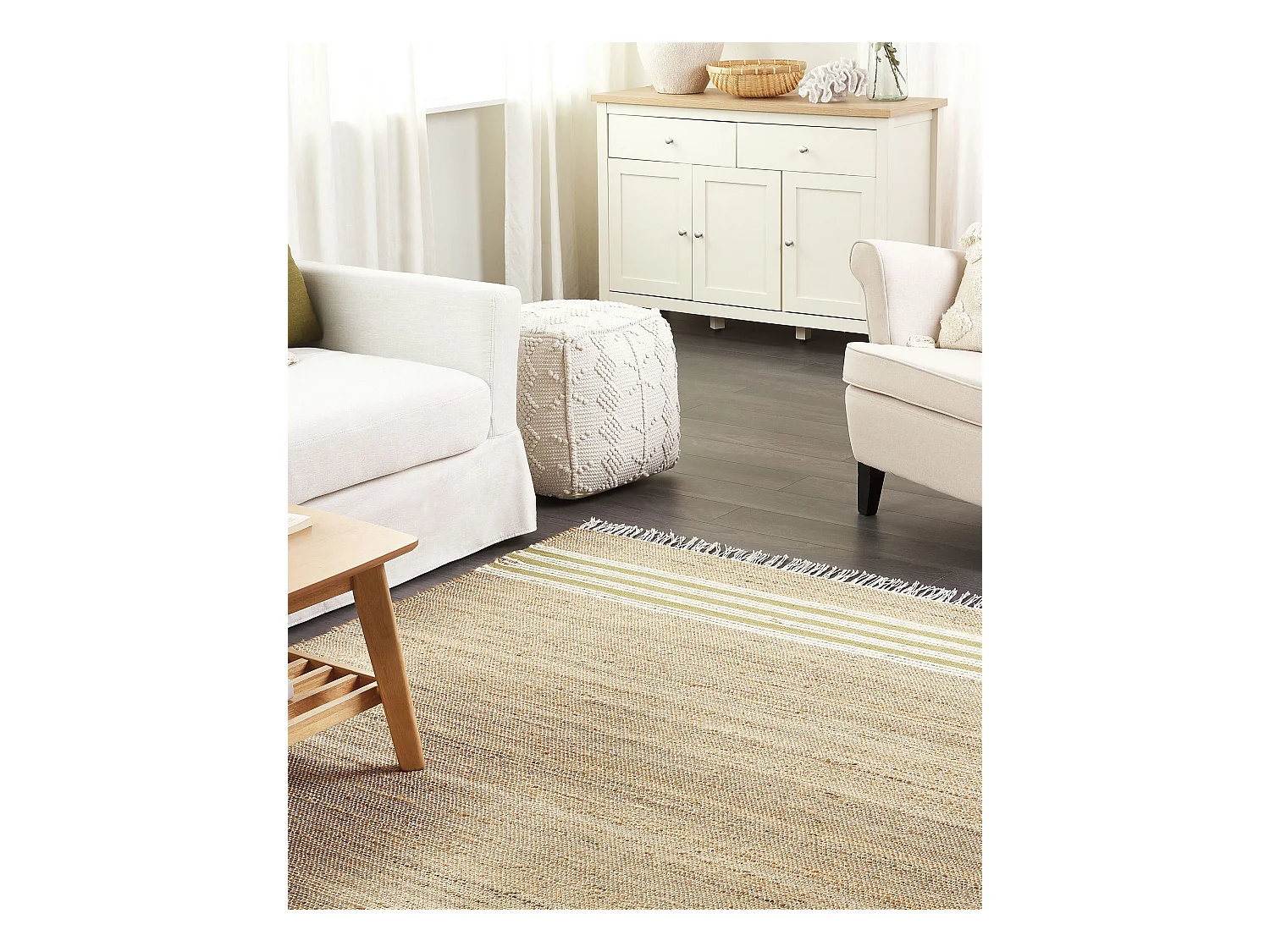 Tapis MIRZA Vert olive 160 x 230 cm Jute