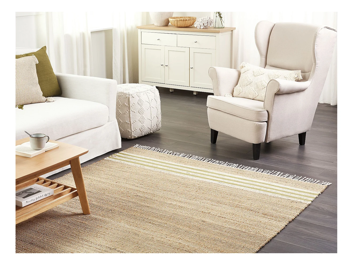 Tapis MIRZA Vert olive 160 x 230 cm Jute
