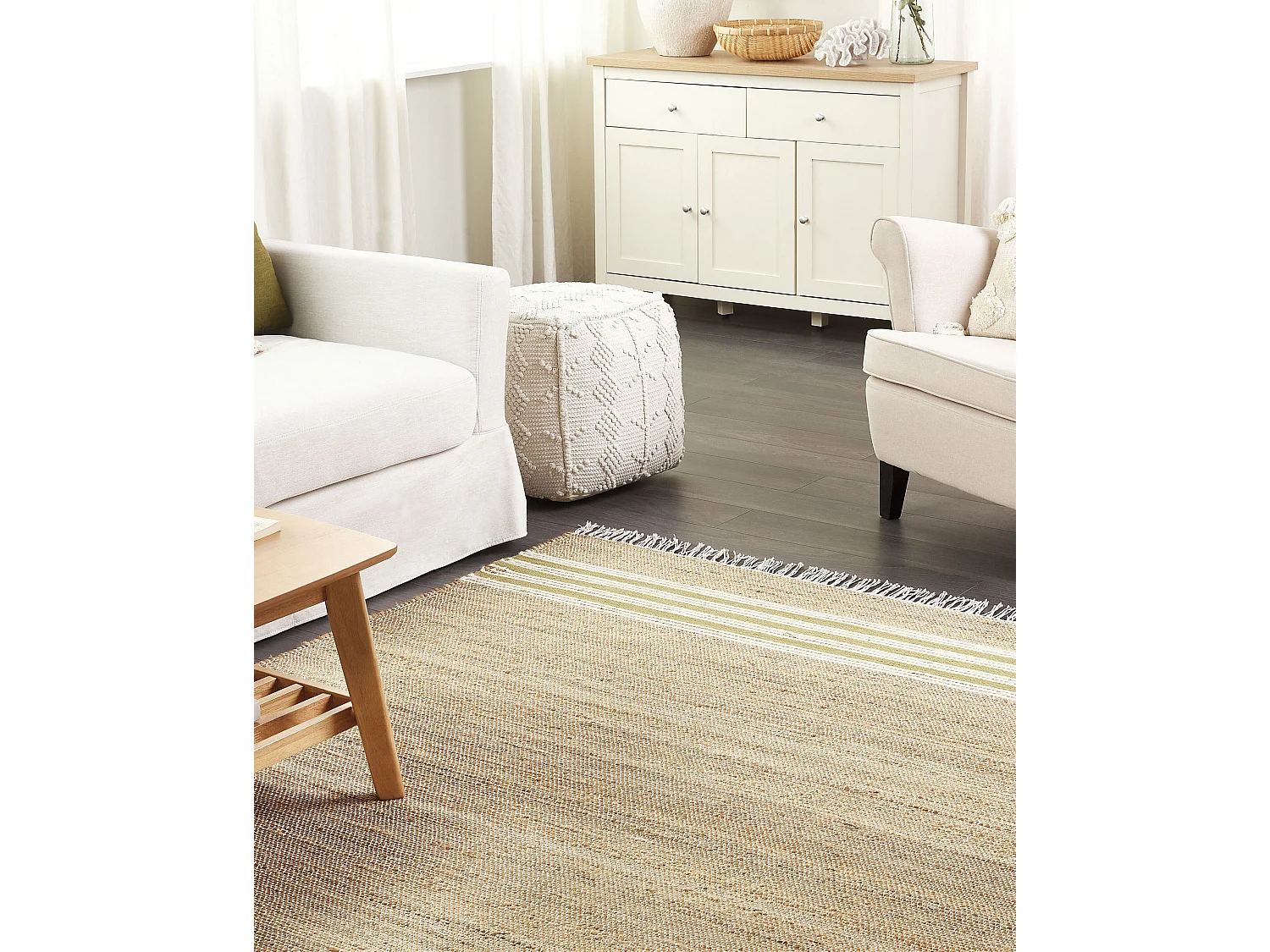 Tapis MIRZA Vert olive 160 x 230 cm Jute