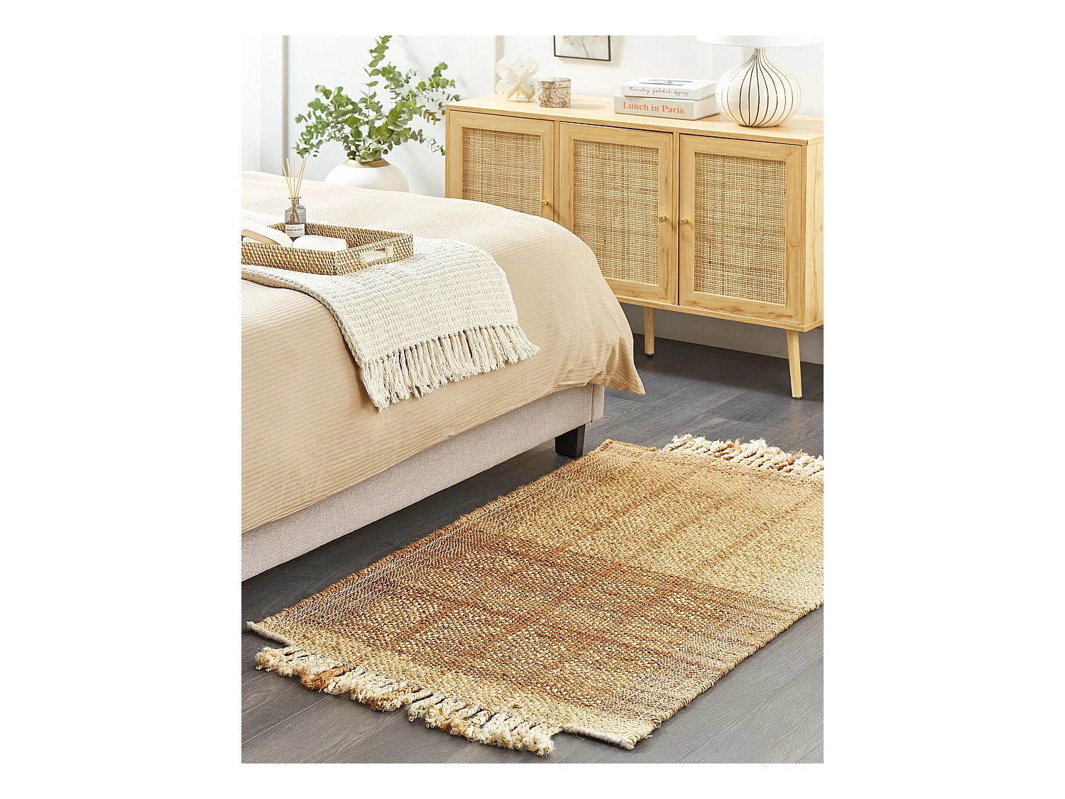 Vloerkleed KARKIN 80 x 150 cm Jute Beige
