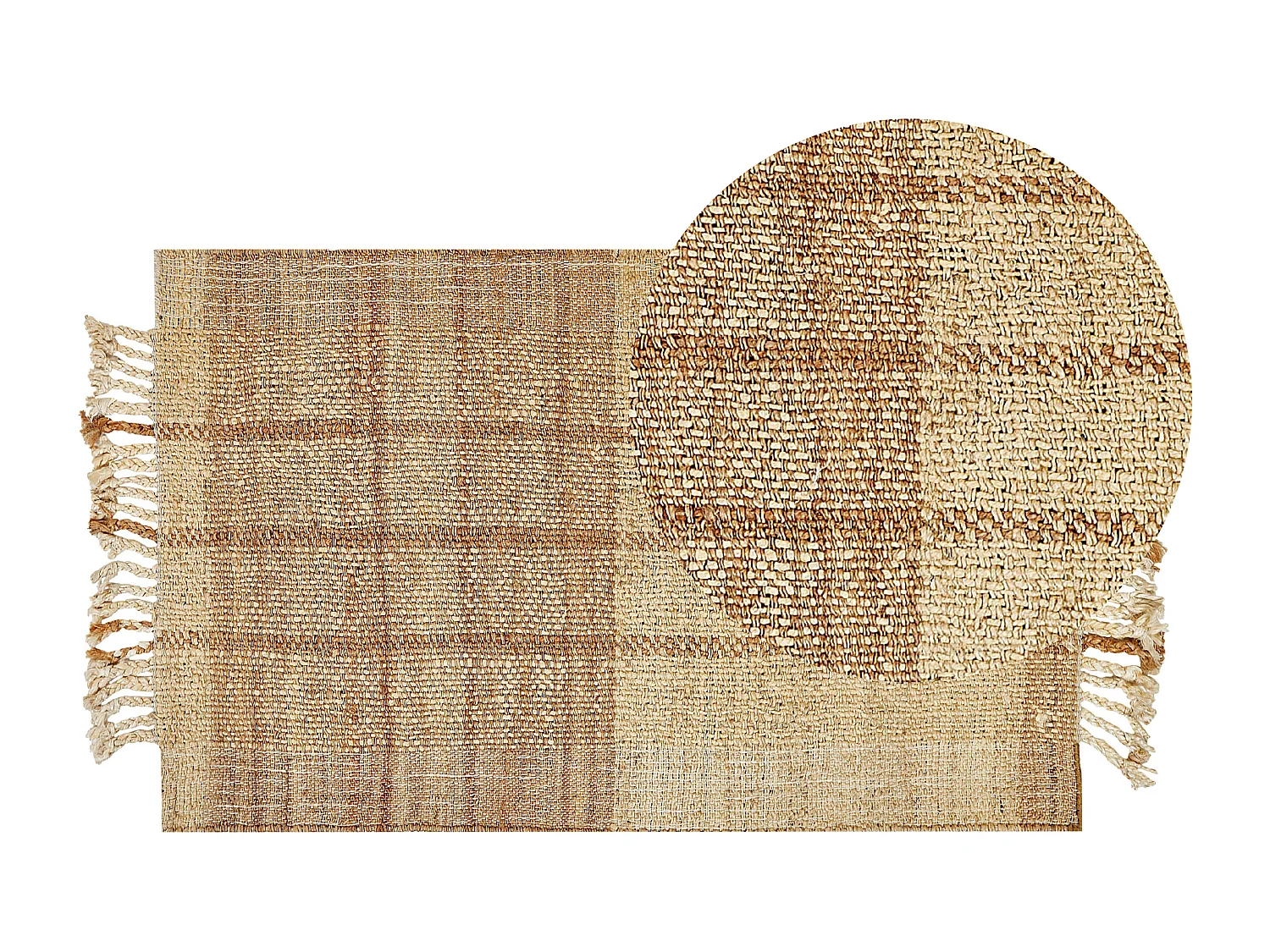 Teppich Jute beige / braun mit Fransen 80 x 150 cm hangewebt natürlich Karkin