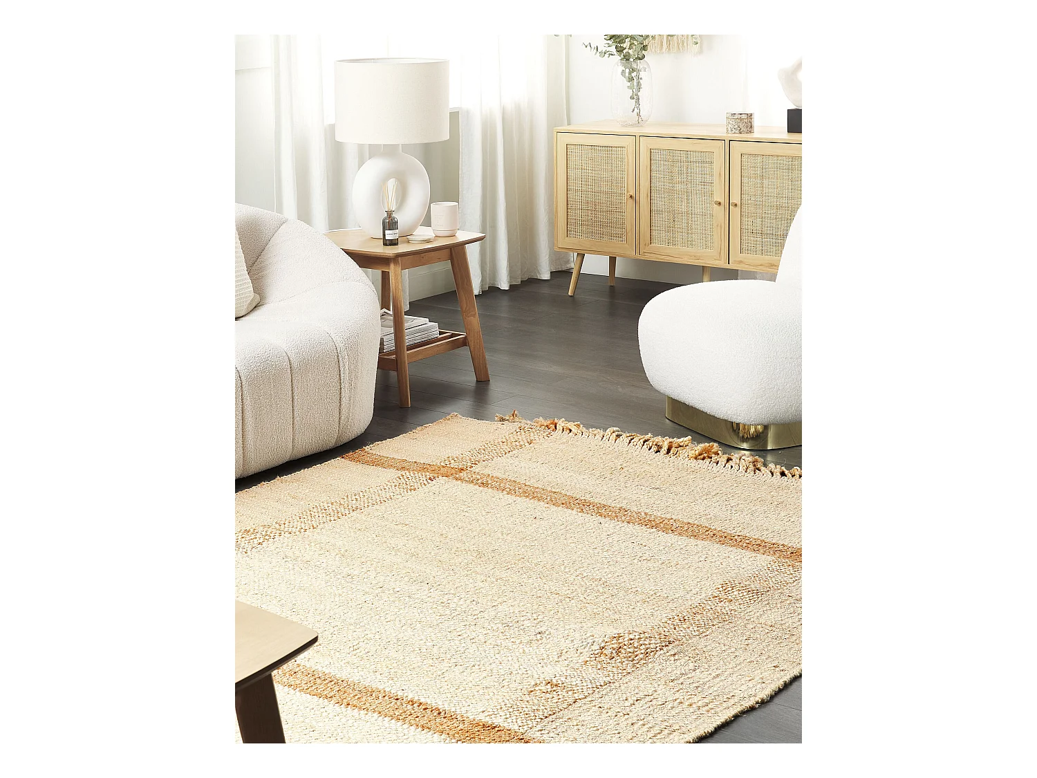 Tappeto iuta beige chiaro e naturale 140 x 200 cm YELMEZ