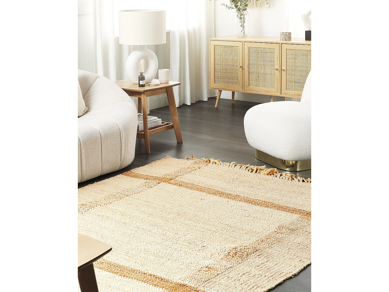 Vloerkleed YELMEZ 140 x 200 cm Jute Beige