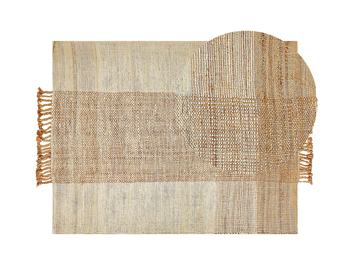 Teppich Jute natürlich beige 160 x 230 cm Fransen geometrisches Muster Hamzalar