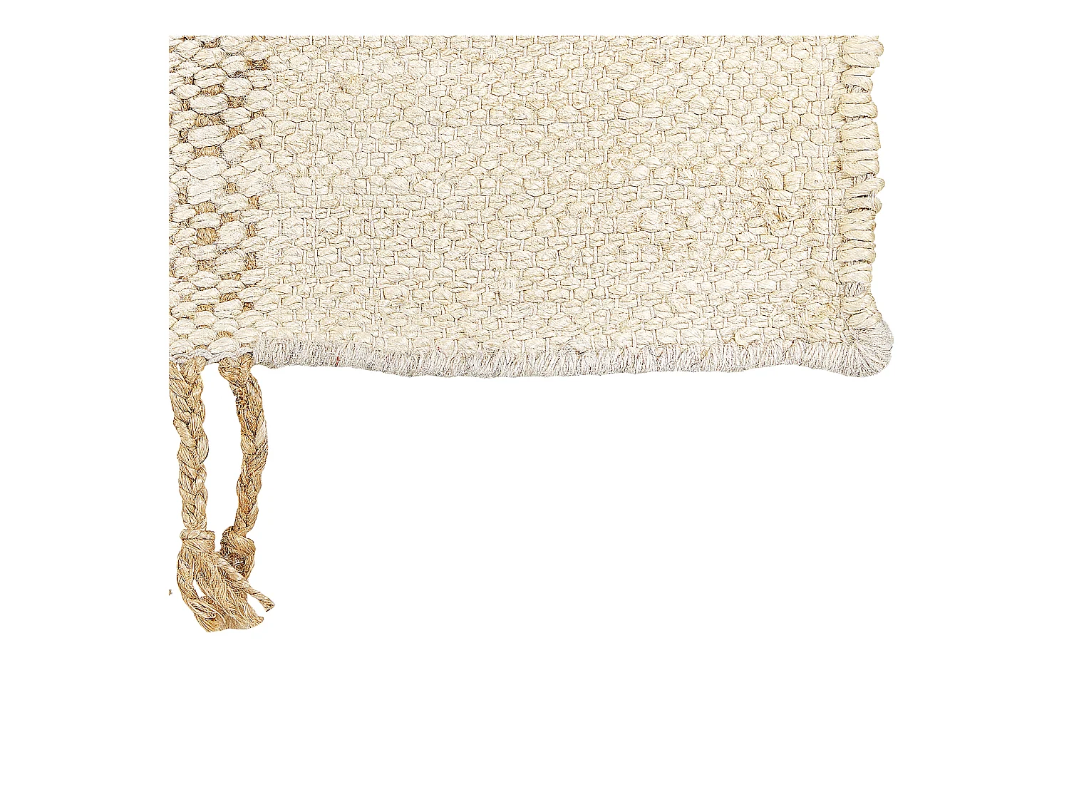 Teppich Jute natürlich beige 160 x 230 cm Fransen geometrisches Muster Hamzalar