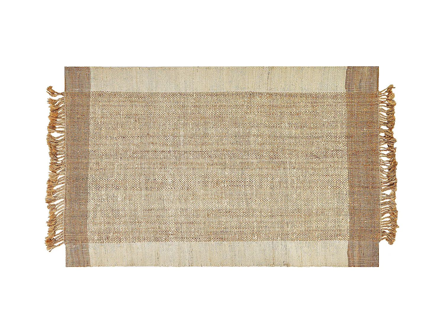 Teppich Jute natürlich beige 160 x 230 cm Fransen handgewebt Boho Dedemli