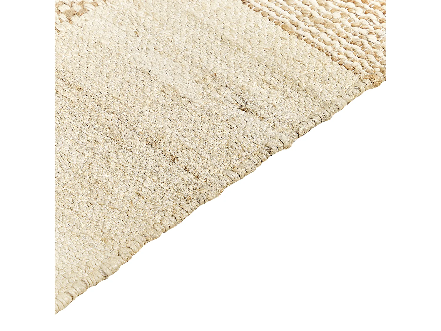 Teppich Jute natürlich beige 140 x 200 cm Fransen geometrisches Muster Hamzalar