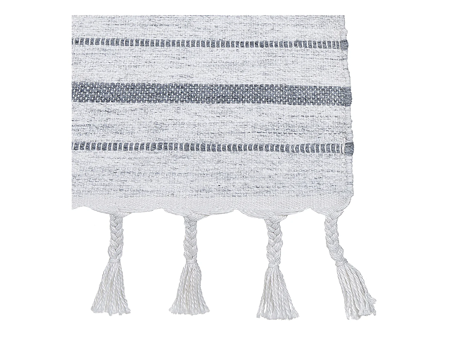 Outdoor Teppich cremeweiss / grau 160 x 230 cm Streifenmuster Kurzflor BADEMLI