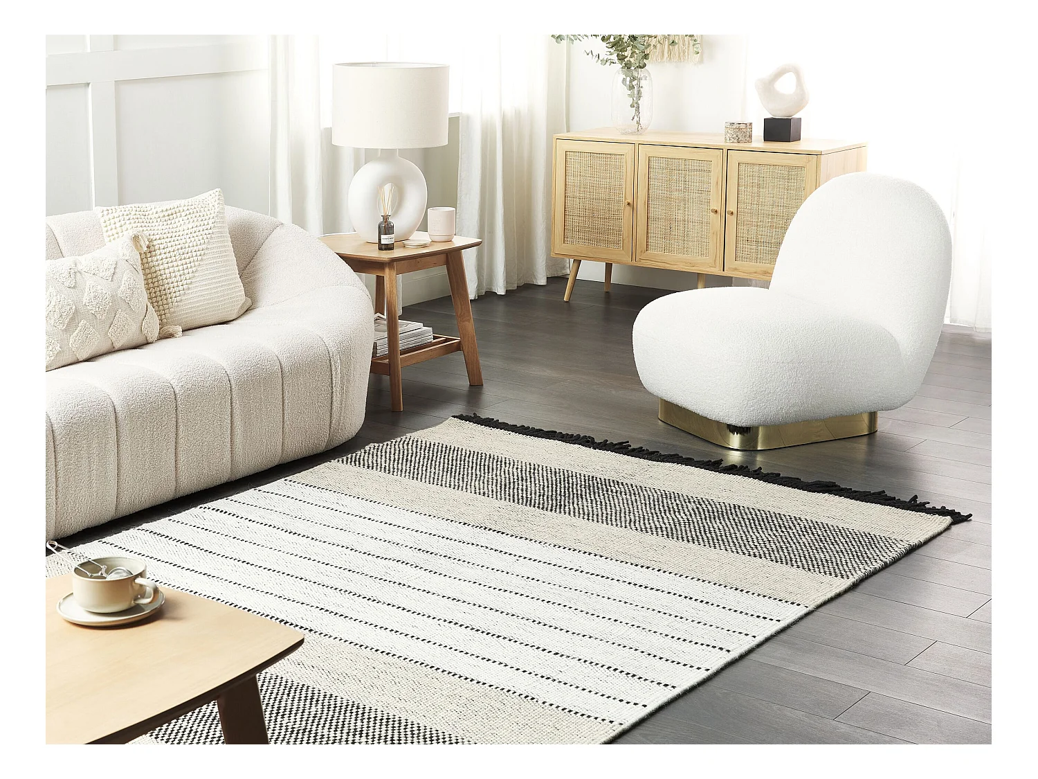 Vloerkleed wol beige/zwart 160 x 230 cm YAZLIK