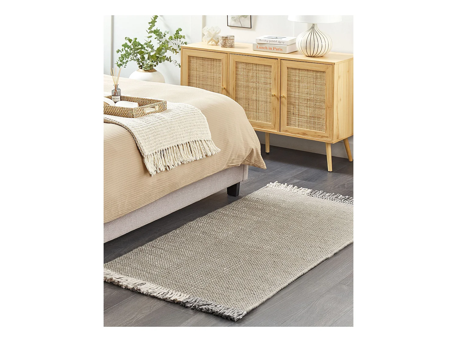 Vloerkleed wol grijs 80 x 150 cm TEKELER