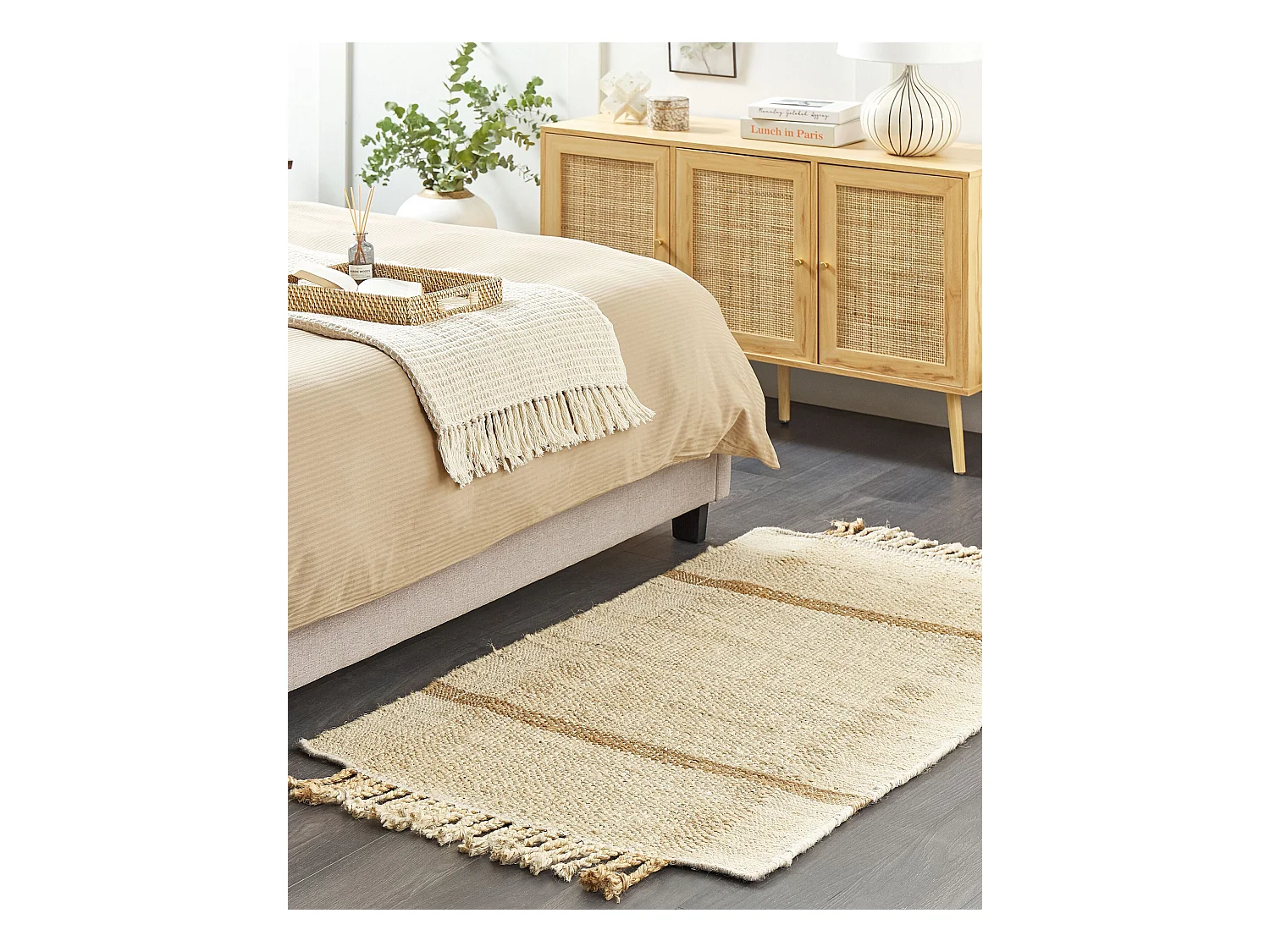 Vloerkleed YELMEZ 80 x 150 cm Jute Beige