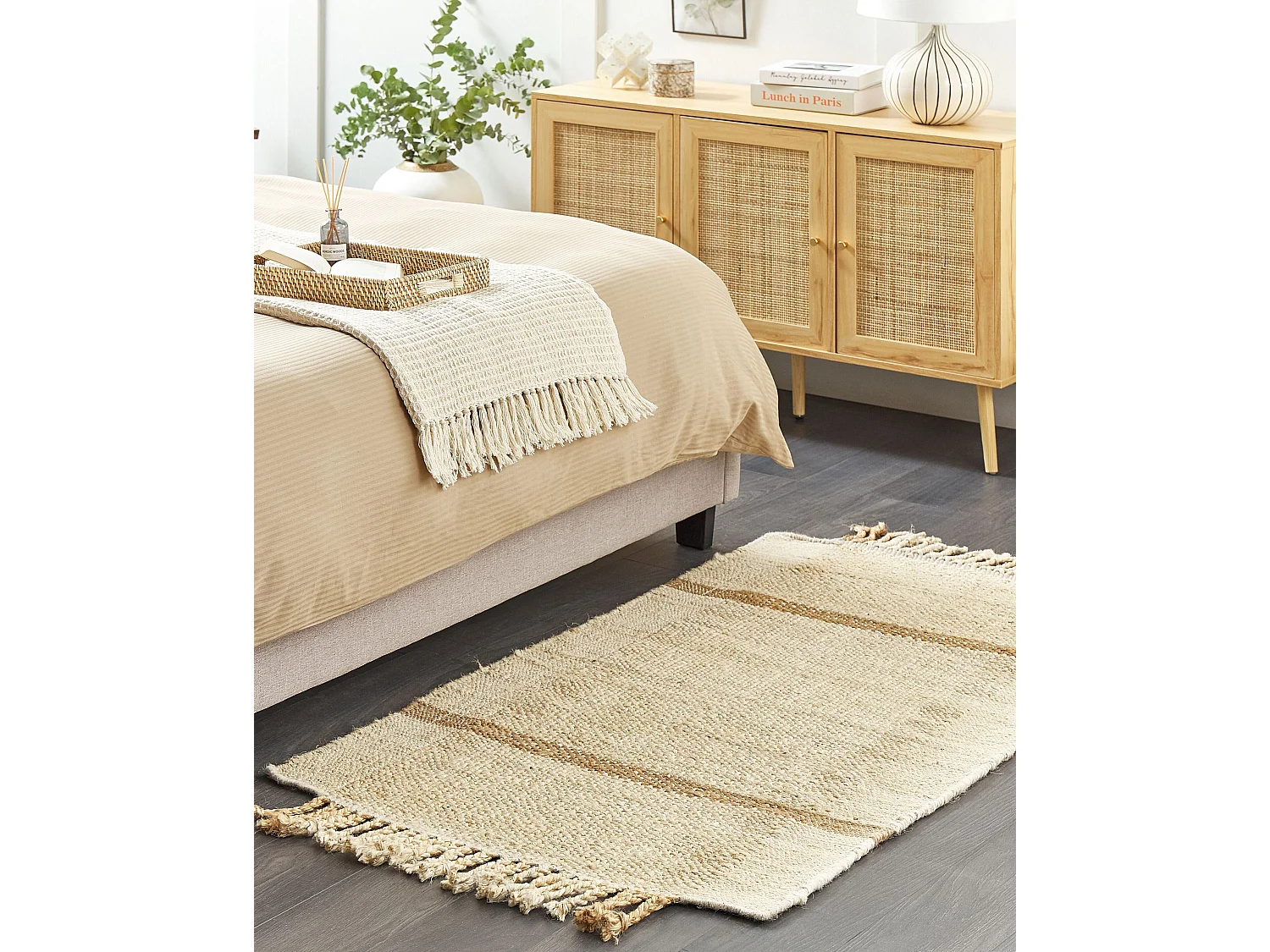 Vloerkleed YELMEZ 80 x 150 cm Jute Beige