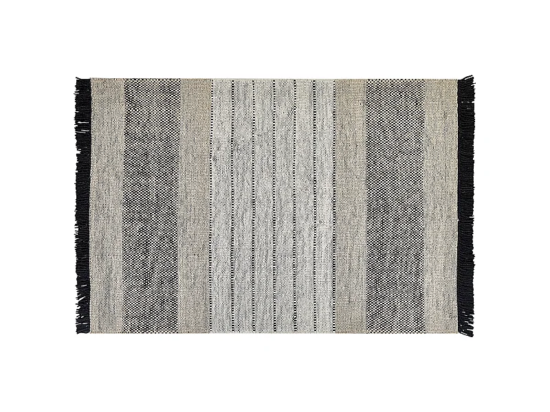 Teppich Wolle beige / schwarz 140 x 200 cm Kurzflor YAZLIK