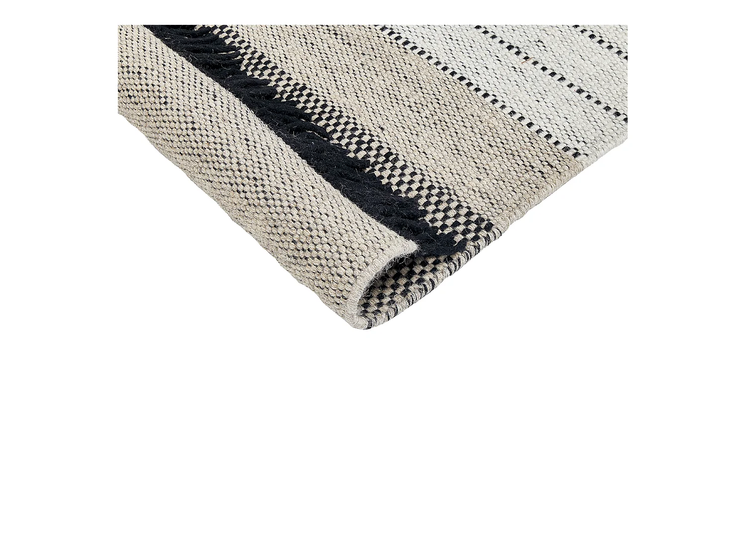 Teppich Wolle beige / schwarz 140 x 200 cm Kurzflor YAZLIK